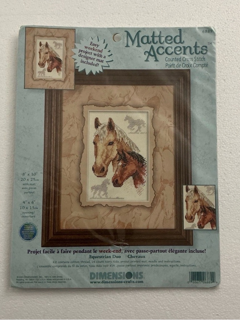 Dimensions “Equestrian Duo” Counted Cross Stitch Kit # 6889 Matted Accents